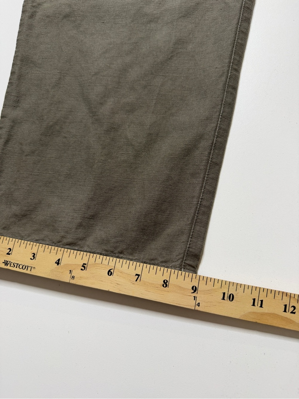 Vintage Eddie Bauer Linen Pleated Chinos Trousers Pants Mens W33 Light Olive 90s - Picture 7 of 7